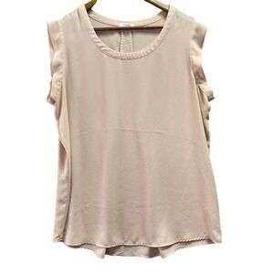 Pleione Blouse Women XL Blush Pink Sleeveless Back Pleated Minimalist Feminine